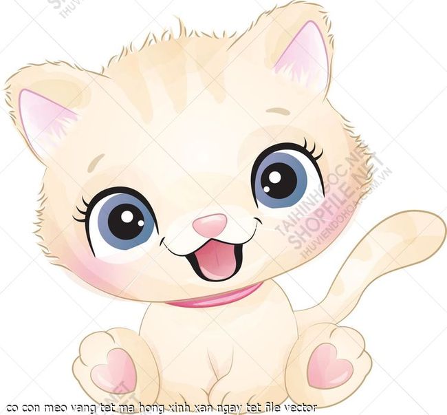 co con meo vang tet ma hong xinh xan ngay tet file vector
